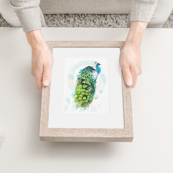 Watercolor Peacock Wall Art Illustration Print Poster Card Unframed - Picture 7 of 7